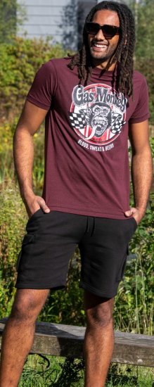 D555 Loughborough Official Gas Monkey Crew Neck T-Shirt Burgundy Black Twist - T-paidat - Isot T-paidat 2XL – 14XL