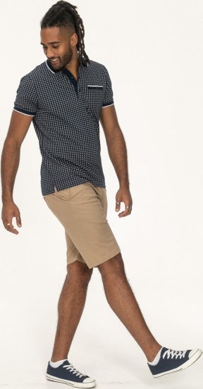 D555 Coventry AOP Polo Shirt Jacquard Collar & Ribbed Cuffs Navy - Pikeepaidat - Miesten isot pikeepaidat