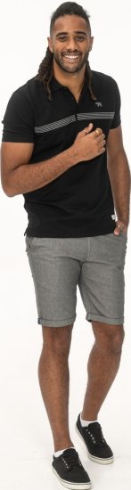 D555 Stafford Cut And Sew Embroidery Stripe Short Sleeve Polo Black - Pikeepaidat - Miesten isot pikeepaidat