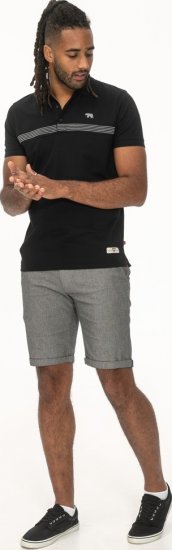 D555 Stafford Cut And Sew Embroidery Stripe Short Sleeve Polo Black - Pikeepaidat - Miesten isot pikeepaidat