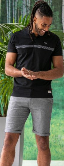 D555 Stafford Cut And Sew Embroidery Stripe Short Sleeve Polo Black - Pikeepaidat - Miesten isot pikeepaidat