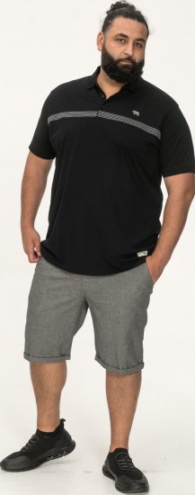 D555 Stafford Cut And Sew Embroidery Stripe Short Sleeve Polo Black - Pikeepaidat - Miesten isot pikeepaidat