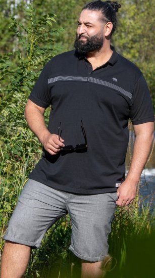 D555 Stafford Cut And Sew Embroidery Stripe Short Sleeve Polo Black - Pikeepaidat - Miesten isot pikeepaidat