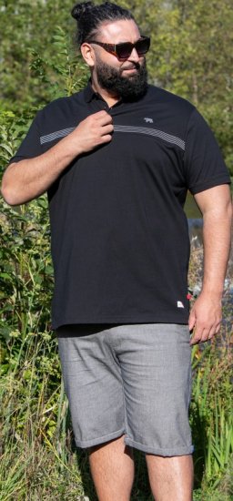 D555 Stafford Cut And Sew Embroidery Stripe Short Sleeve Polo Black - Pikeepaidat - Miesten isot pikeepaidat