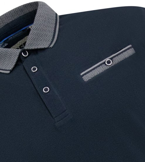D555 Ilkeston Jacquard Collar & Cuff Short Sleeve Pique Polo Navy - Pikeepaidat - Miesten isot pikeepaidat