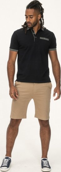 D555 Ilkeston Jacquard Collar & Cuff Short Sleeve Pique Polo Navy - Pikeepaidat - Miesten isot pikeepaidat