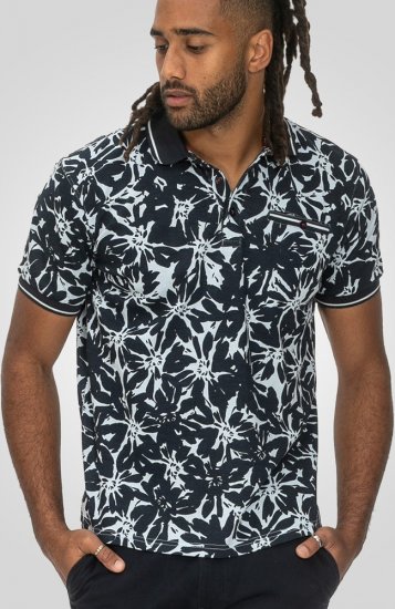 D555 Halifax AOP Hawaiian Print Short Sleeve Polo Blue - T-paidat - Isot T-paidat 2XL – 14XL