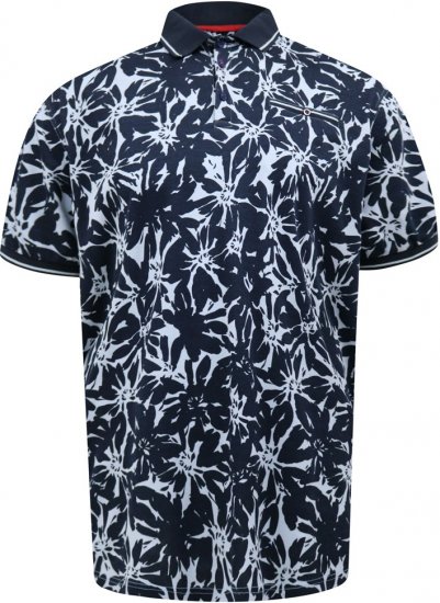 D555 Halifax AOP Hawaiian Print Short Sleeve Polo Blue - T-paidat - Isot T-paidat 2XL – 14XL