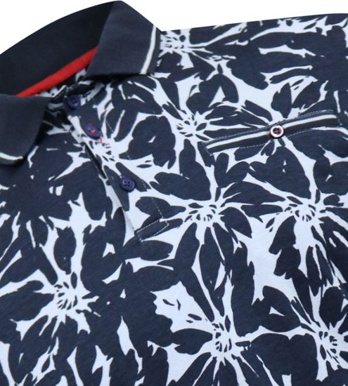 D555 Halifax AOP Hawaiian Print Short Sleeve Polo Blue - T-paidat - Isot T-paidat 2XL – 14XL