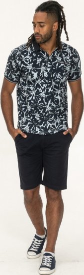 D555 Halifax AOP Hawaiian Print Short Sleeve Polo Blue - T-paidat - Isot T-paidat 2XL – 14XL