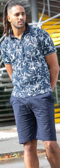 D555 Halifax AOP Hawaiian Print Short Sleeve Polo Blue - T-paidat - Isot T-paidat 2XL – 14XL