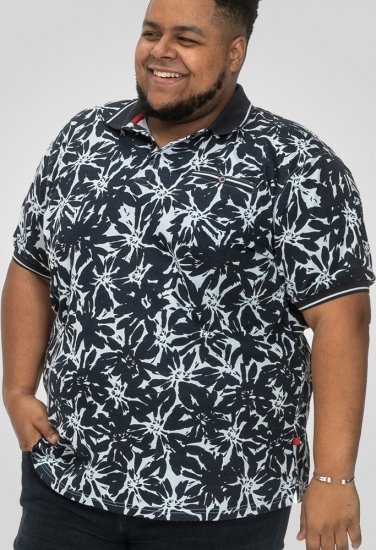 D555 Halifax AOP Hawaiian Print Short Sleeve Polo Blue - T-paidat - Isot T-paidat 2XL – 14XL