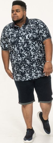 D555 Halifax AOP Hawaiian Print Short Sleeve Polo Blue - T-paidat - Isot T-paidat 2XL – 14XL