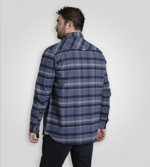 D555 Shrewsbury Long Sleeve with Chest Pocket Blue/Navy Check TALL SIZES - Kauluspaidat - Miesten isot kauluspaidat 2XL – 8XL