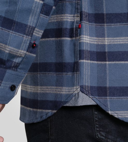 D555 Shrewsbury Long Sleeve with Chest Pocket Blue/Navy Check TALL SIZES - Kauluspaidat - Miesten isot kauluspaidat 2XL – 8XL