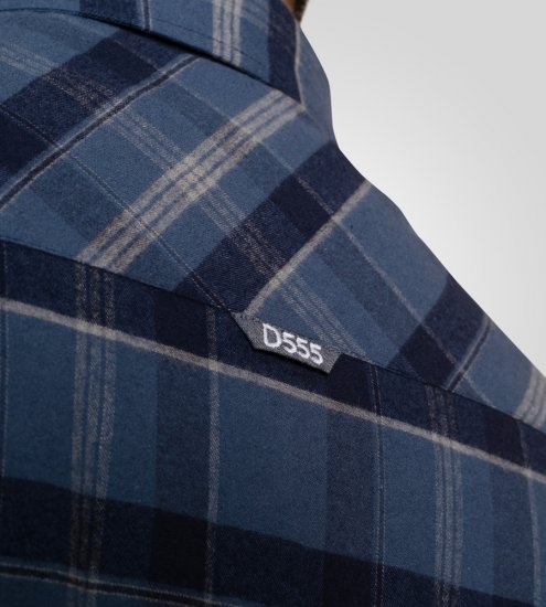 D555 Shrewsbury Long Sleeve with Chest Pocket Blue/Navy Check TALL SIZES - Kauluspaidat - Miesten isot kauluspaidat 2XL – 8XL