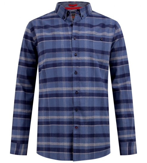 D555 Shrewsbury Long Sleeve with Chest Pocket Blue/Navy Check TALL SIZES - Kauluspaidat - Miesten isot kauluspaidat 2XL – 8XL