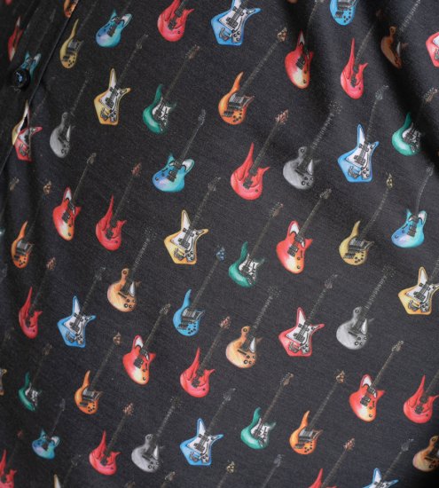 D555 Wakefield Long Sleeve AOP Guitar Printed Shirt Grey - Kauluspaidat - Miesten isot kauluspaidat 2XL – 8XL