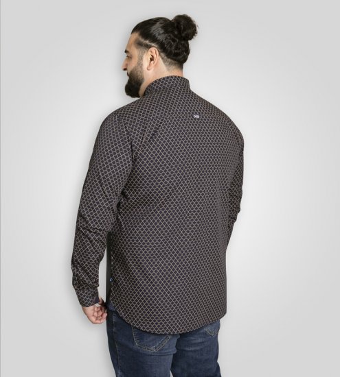 D555 Sheffield Long Sleeve AOP Micro Gold Shirt Navy - Kauluspaidat - Miesten isot kauluspaidat 2XL – 8XL