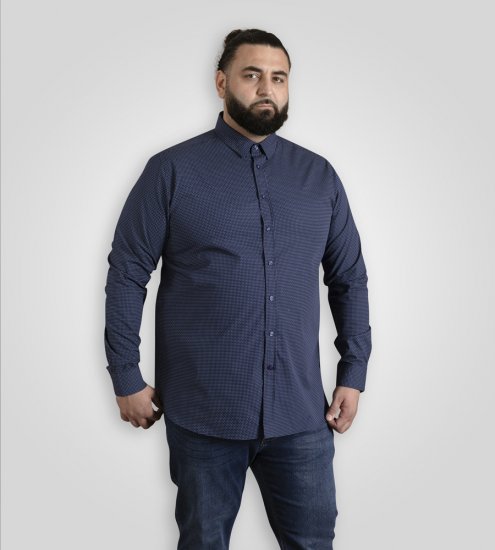 D555 Middlesbrough Long Sleeve AOP Micro Blue Shirt Navy TALL SIZE - Kauluspaidat - Miesten isot kauluspaidat 2XL – 8XL