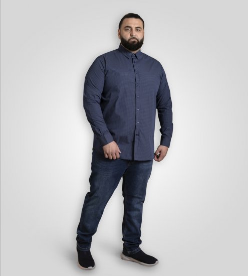 D555 Middlesbrough Long Sleeve AOP Micro Blue Shirt Navy TALL SIZE - Kauluspaidat - Miesten isot kauluspaidat 2XL – 8XL