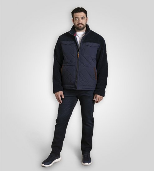 D555 Northampton Hybrid Sherpa Quilted Micro Fleece Jacket Navy - Takit - Miesten Takit, isot koot – 2XL – 12XL