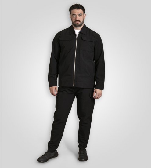 D555 Wimbledon Couture Stretch Jacket with Zipper Black TALL SIZE - Takit - Miesten Takit, isot koot – 2XL – 12XL