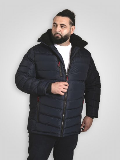 D555 Workington Topattu Takki Hupulla ja Sherpavuorella Tummansininen - Takit - Miesten Takit, isot koot – 2XL – 12XL