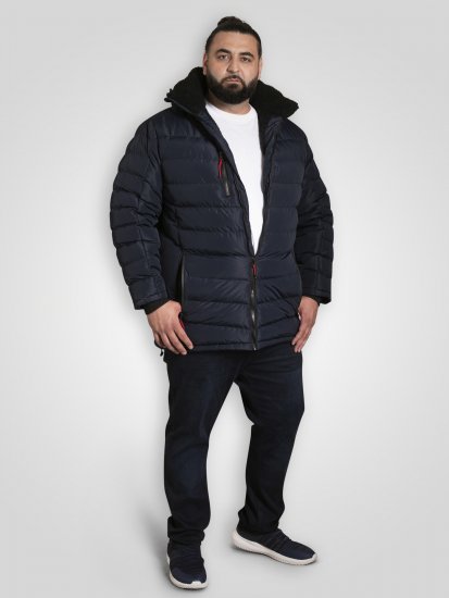 D555 Workington Topattu Takki Hupulla ja Sherpavuorella Tummansininen - Takit - Miesten Takit, isot koot – 2XL – 12XL