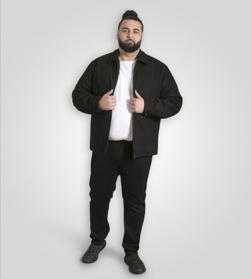 D555 Epsom Harrington Jacket with Zip Through Collared Melton Black - Takit - Miesten Takit, isot koot – 2XL – 12XL
