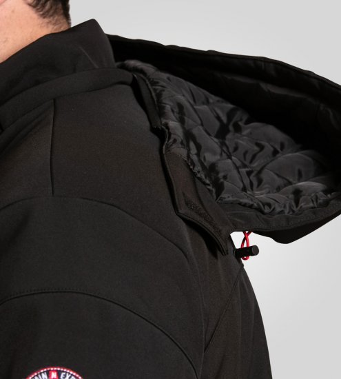 D555 Fretwell Padded Softshell Jacket with Detachable Hood Black - Takit - Miesten Takit, isot koot – 2XL – 12XL