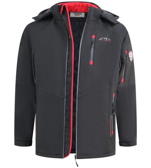 D555 Fretwell Padded Softshell Jacket with Detachable Hood Black - Takit - Miesten Takit, isot koot – 2XL – 12XL