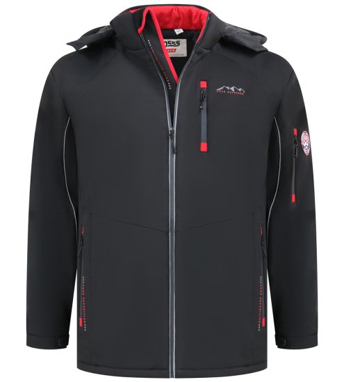 D555 Fretwell Padded Softshell Jacket with Detachable Hood Black - Takit - Miesten Takit, isot koot – 2XL – 12XL