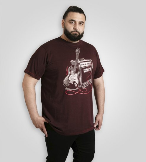 D555 Barnsley Guitar and Amp Crew Neck T-Shirt Burgundy - T-paidat - Isot T-paidat 2XL – 14XL