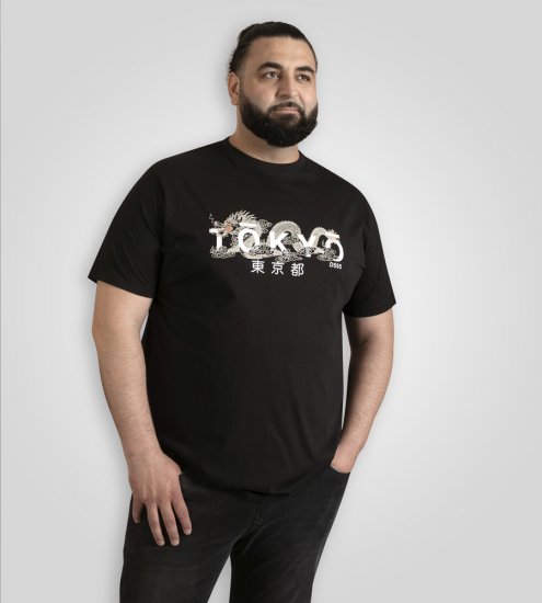 D555 Ginza Tokyo with Dragon Crew Neck T-shirt Black - T-paidat - Isot T-paidat 2XL – 14XL
