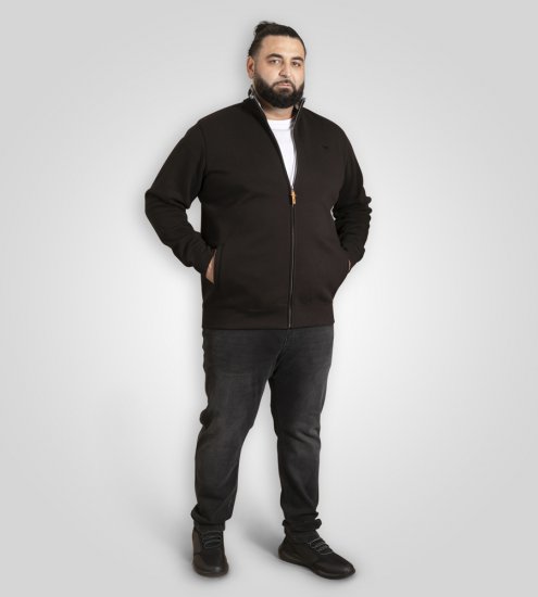 D555 Johnson Fleece Zip Through Sweatshirt with Chest Embroidery - Hupparit ja collegepaidat - Miesten hupparit ja collegepaidat isot koot