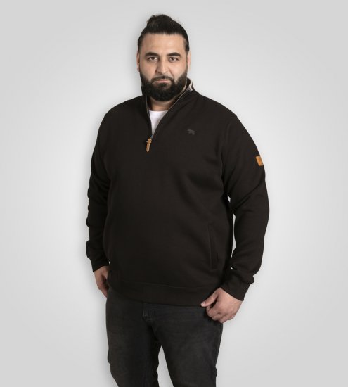 D555 Russel Fleece Sweatshirt with Chest Embroidery Black - Hupparit ja collegepaidat - Miesten hupparit ja collegepaidat isot koot