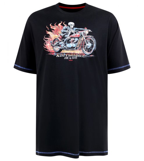 D555 Dewsbury Skeleton On Bike Crew Neck T-Shirt Black TALL SIZE - MIESTEN VAATTEET MT-6XLT - Pitkien miesten vaatteet