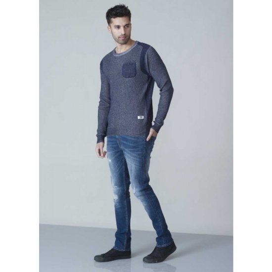 D555 Bryson Crewneck Sweater with Pocket Navy - Hupparit ja collegepaidat - Miesten hupparit ja collegepaidat isot koot