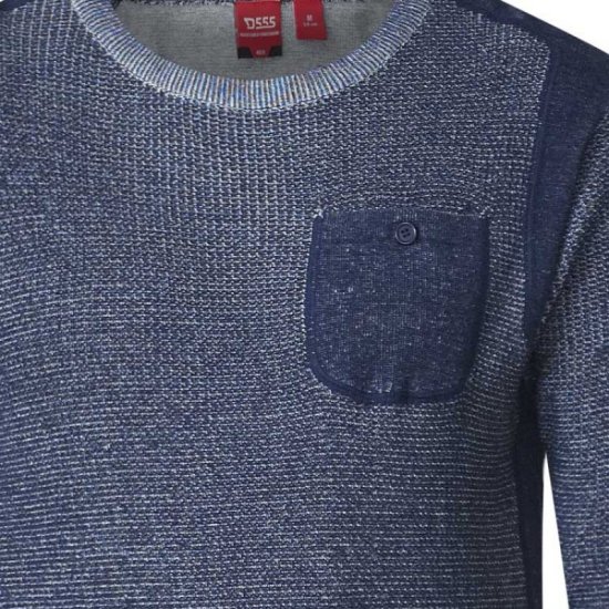 D555 Bryson Crewneck Sweater with Pocket Navy - Hupparit ja collegepaidat - Miesten hupparit ja collegepaidat isot koot