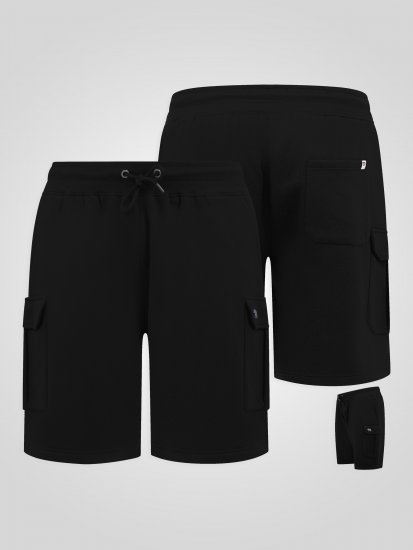 D555 Robinson 1 Fleece Cargo-Shortsit Joustavalla Vyötäröllä Musta - Collegehousut ja collegeshortsit - Miesten Isot collegehousut ja collegeshortsit