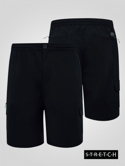 D555 Thomas Stretch-Shortsit Joustavalla Vyötäröllä Musta - Shortsit - Shortsit, isot koot – W40-W60