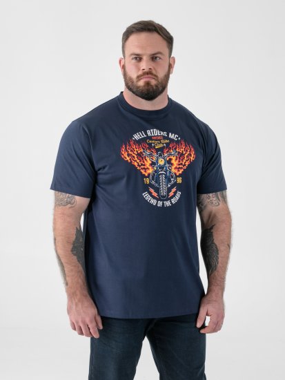D555 Hockney T-paita Moottoripyöräpainatuksella Tummansininen - T-paidat - Isot T-paidat 2XL – 14XL