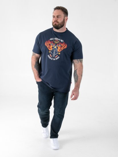 D555 Hockney T-paita Moottoripyöräpainatuksella Tummansininen - T-paidat - Isot T-paidat 2XL – 14XL