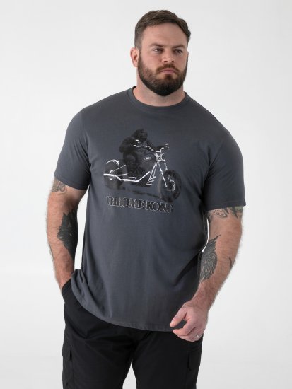D555 Craig Gorilla Biker T-paita Painatuksella Tummanharmaa - T-paidat - Isot T-paidat 2XL – 14XL