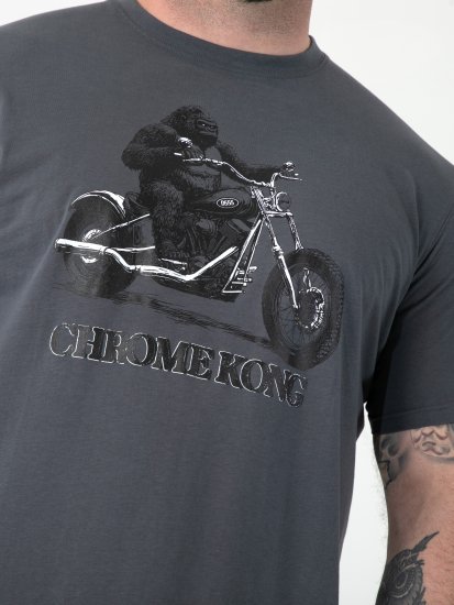 D555 Craig Gorilla Biker T-paita Painatuksella Tummanharmaa - T-paidat - Isot T-paidat 2XL – 14XL