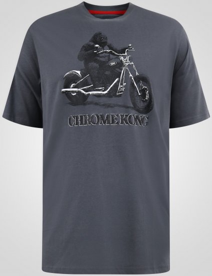 D555 Craig Gorilla Biker T-paita Painatuksella Tummanharmaa - T-paidat - Isot T-paidat 2XL – 14XL