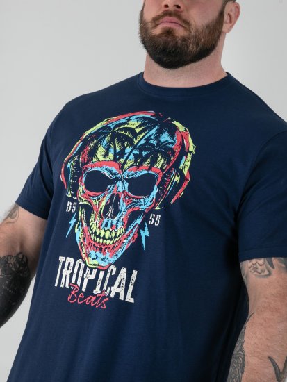 D555 Linton T-paita Monivärisellä Pääkallopainatuksella Tummansininen - T-paidat - Isot T-paidat 2XL – 14XL