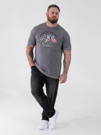 D555 Jasper Official Gas Monkey T-paita Painatuksella Harmaa - T-paidat - Isot T-paidat 2XL – 14XL