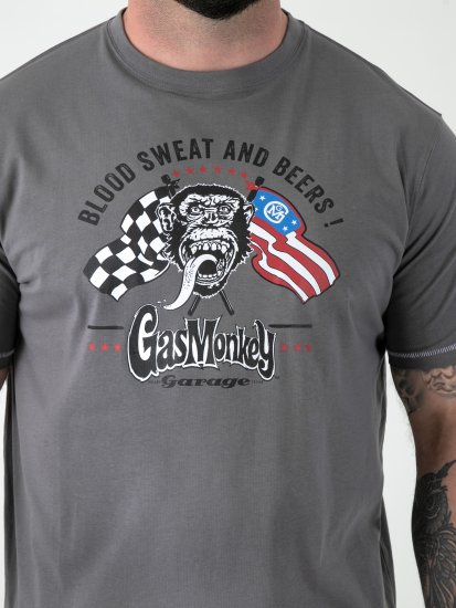 D555 Jasper Official Gas Monkey T-paita Painatuksella Harmaa - T-paidat - Isot T-paidat 2XL – 14XL